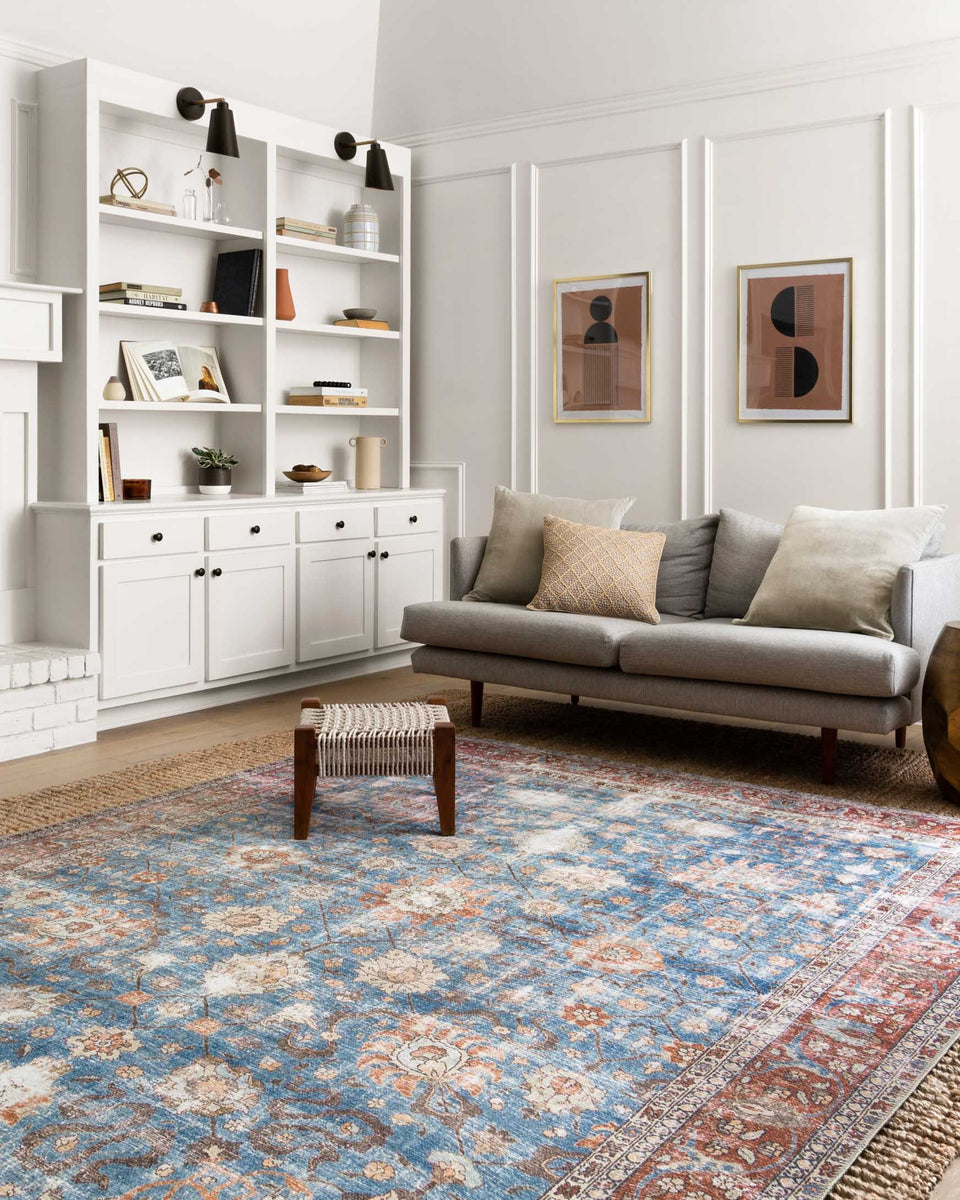 LQ-01 BLUE / BRICK | Loloi Rugs