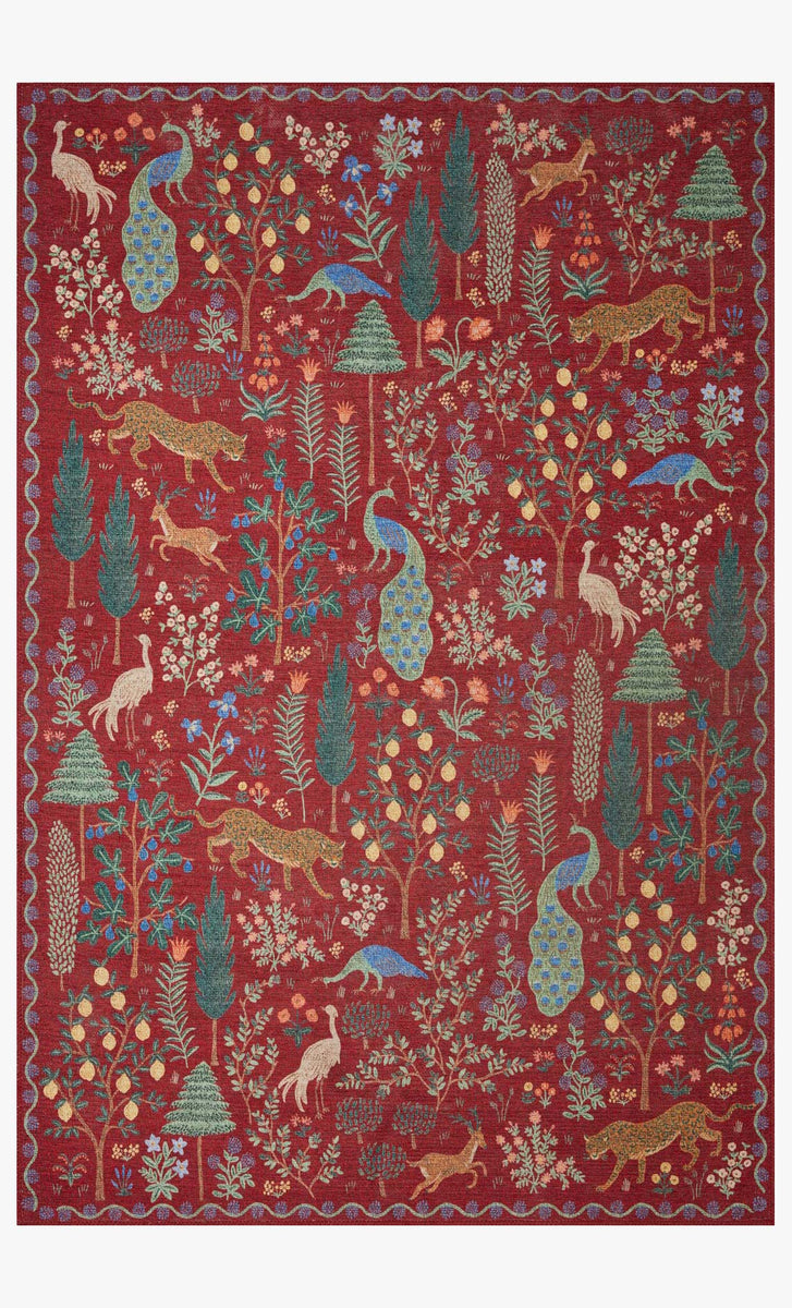 MEN-02 Menagerie Forest CRIMSON | Loloi Rugs